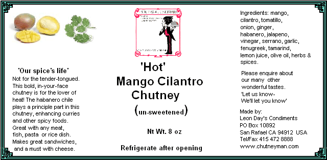 unsweetened hot mango cilantro chutney